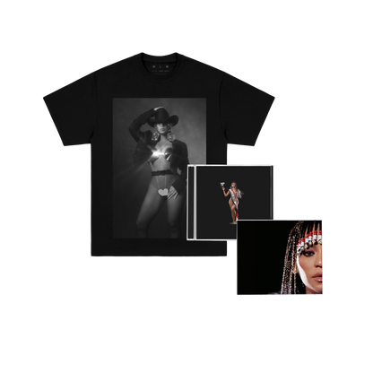 COWBOY CARTER LIMITED EDITION COVER CD MERCH BUNDLE (BLACK TEE)